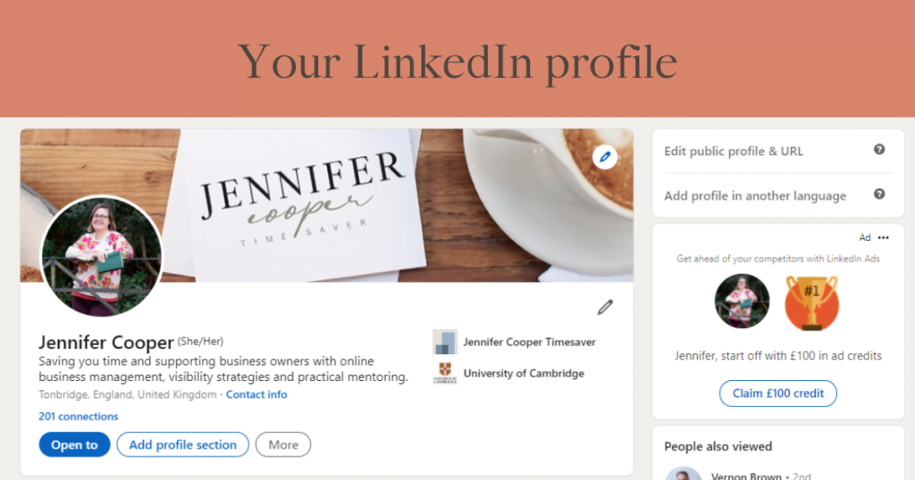 Jennifer Cooper Timesaver LinkedIn Profile
